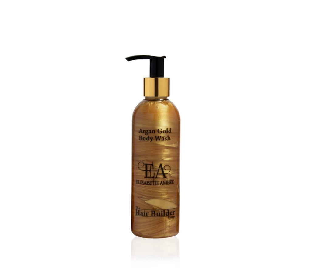 Bottle of Argan Gold Body Wash by Elizabeth Arden on a white background