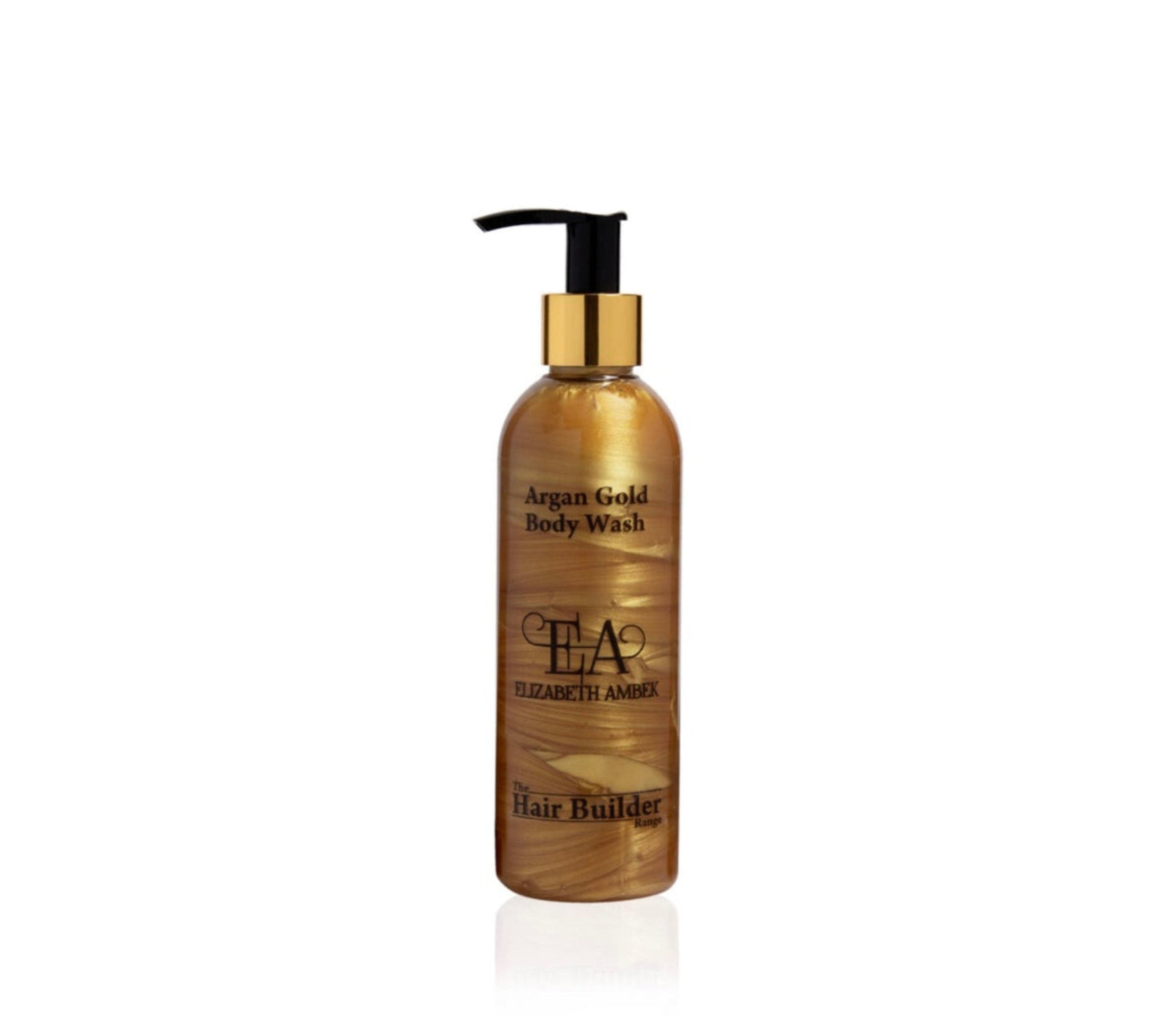 Bottle of Argan Gold Body Wash by Elizabeth Arden on a white background