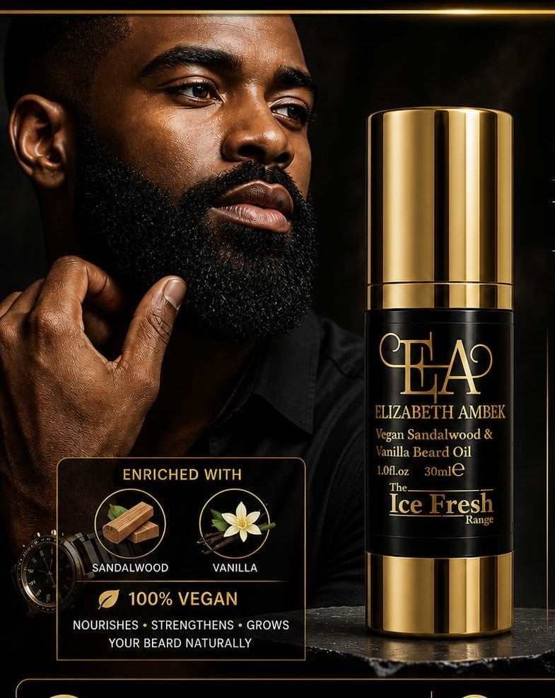 'Vegan' Sandalwood & Vanilla Beard OIL | ELIZABETH AMBEK PREMIUM MEN'S GROOMING.