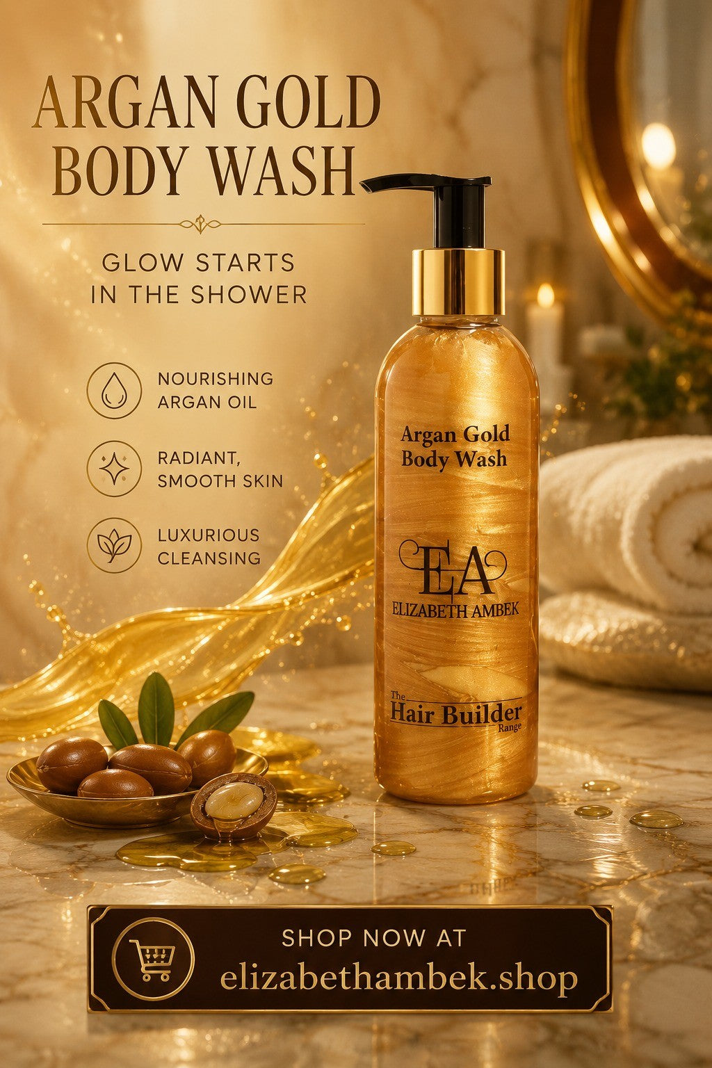 'Vegan' Argan Gold Body Wash | ELIZABETH AMBEK
