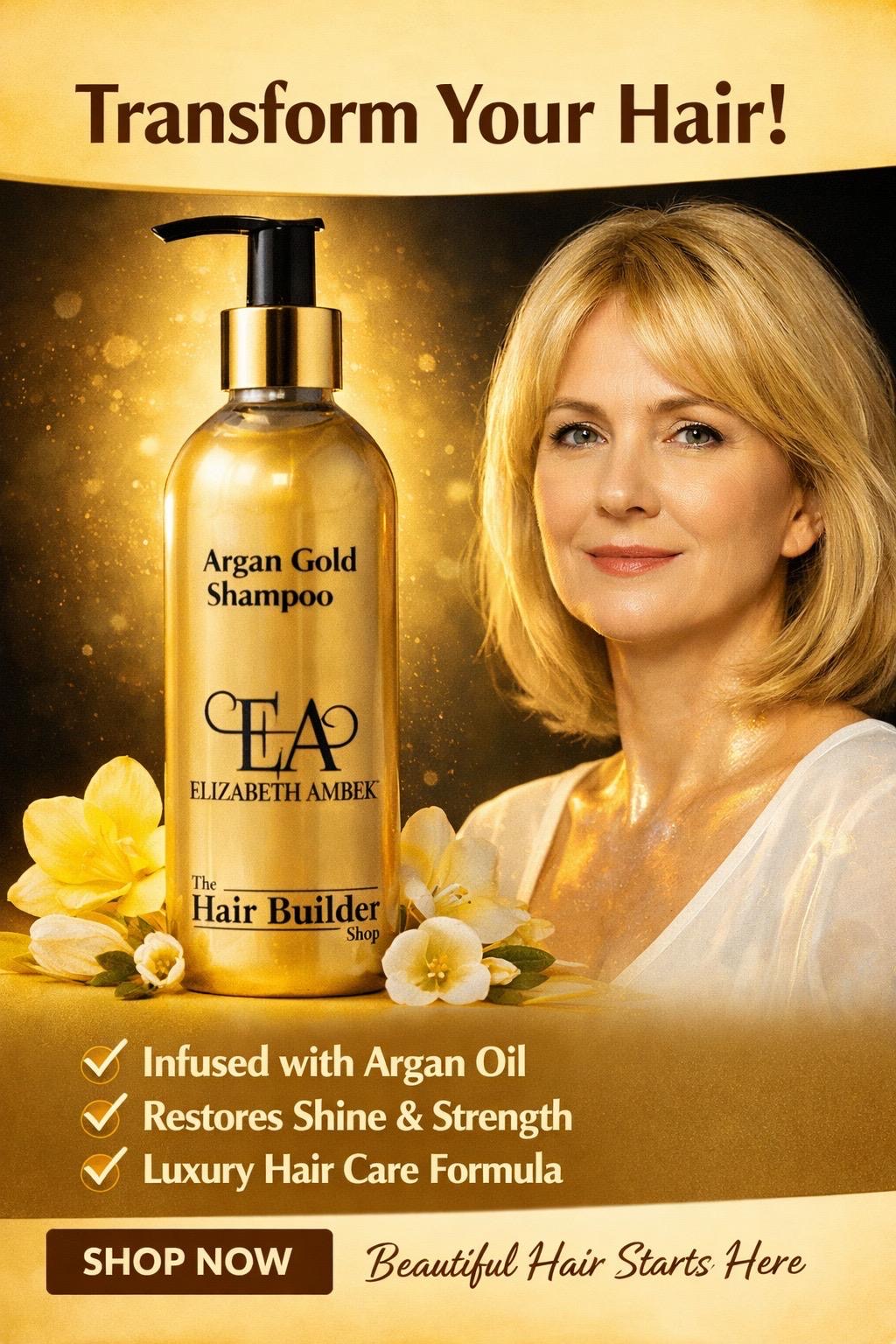 'Vegan' Argan Gold Shampoo- Luxurious Shine & Repair |  ELIZABETH AMBEK.