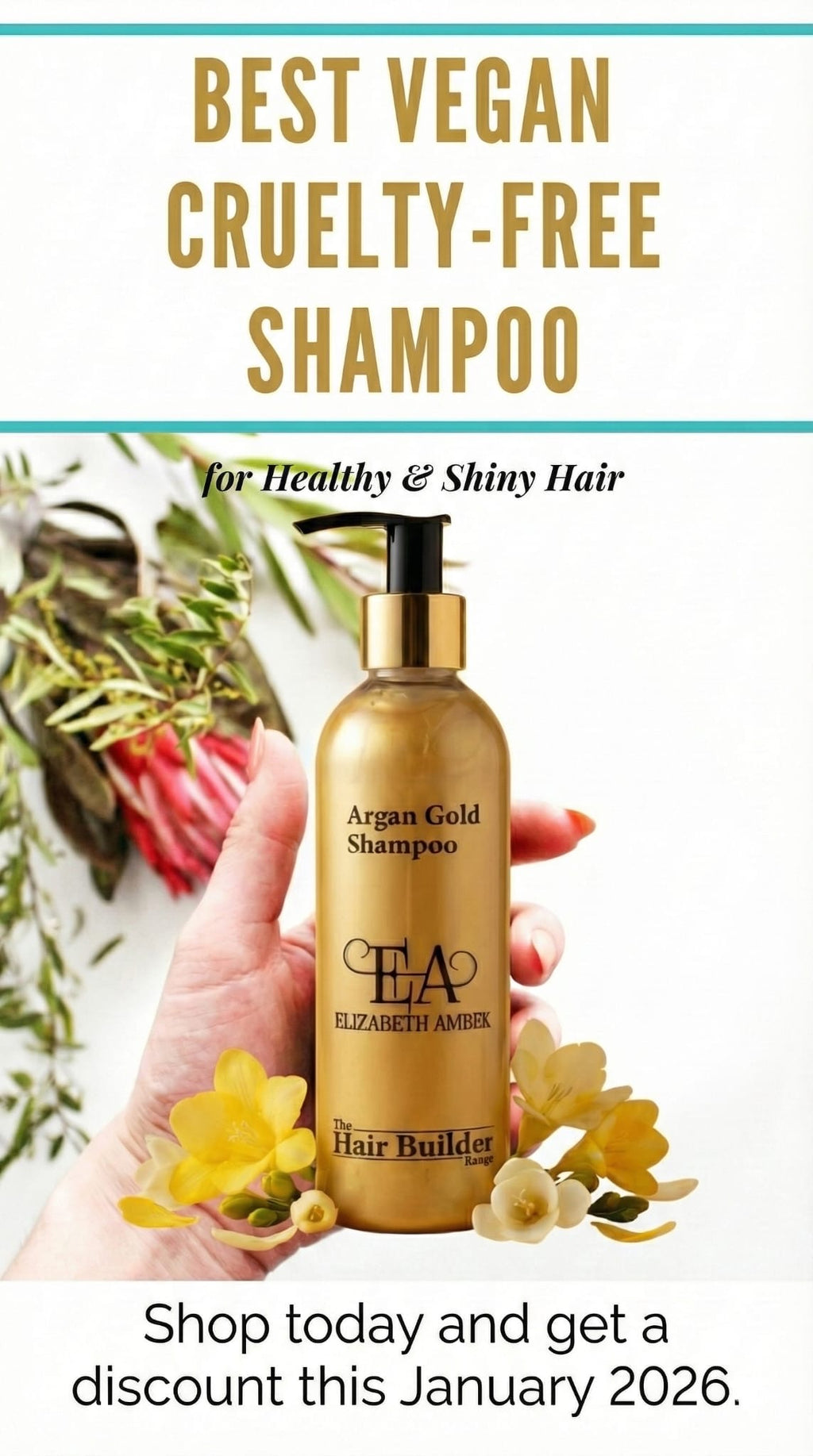 'Vegan' Argan Gold Shampoo- Luxurious Shine & Repair |  ELIZABETH AMBEK.